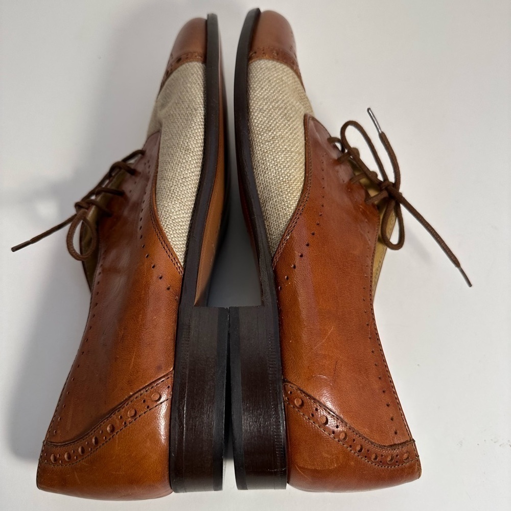 TOSI Thirty Five 35 Made In Italy Leather Fabric Brown Tan Oxford Derby Shoes 9 - Picture 6 of 11